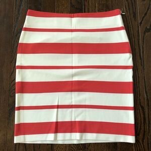 Banana Republic Women’s 2 Coral Orange/White Striped Pencil Mini Skirt - EUC!